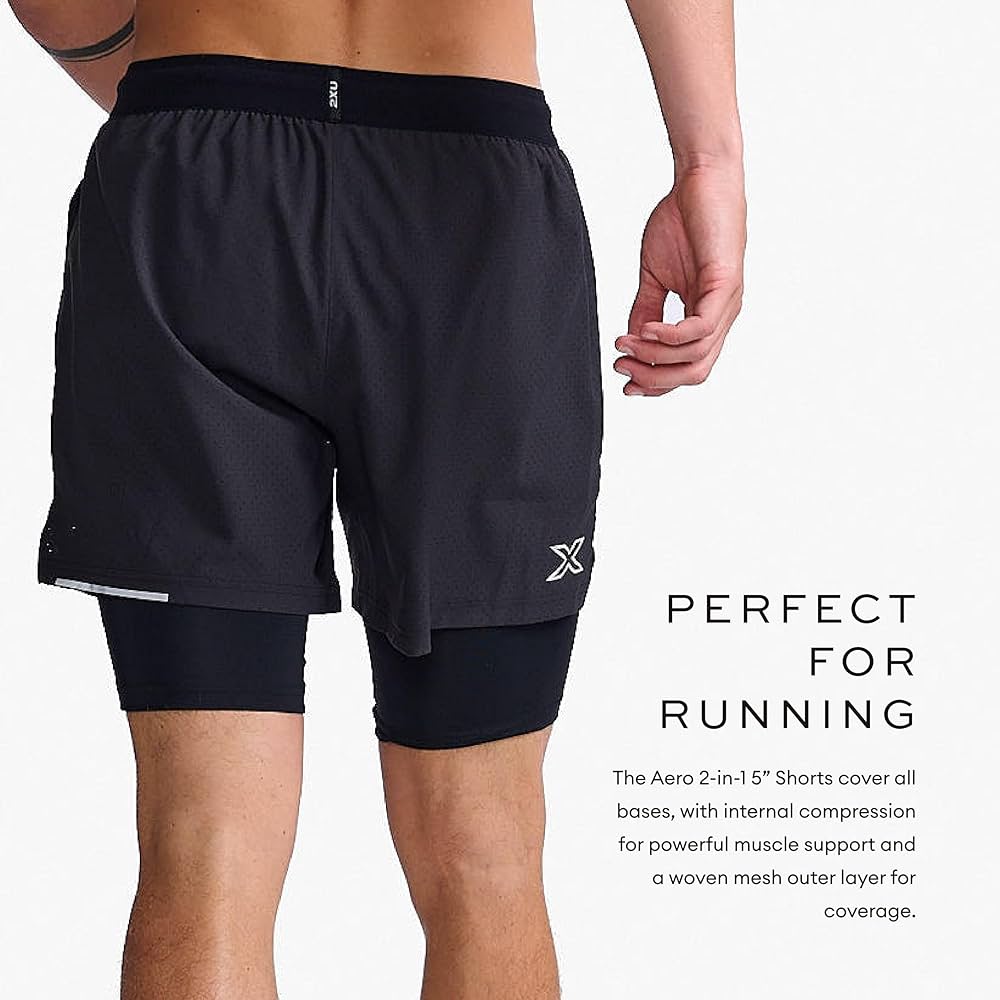2XU شورت ركض عالي الأداء ٢*١ اللون الأسود