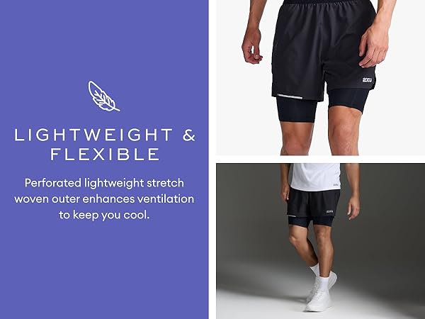 2XU شورت ركض عالي الأداء ٢*١ اللون الأسود